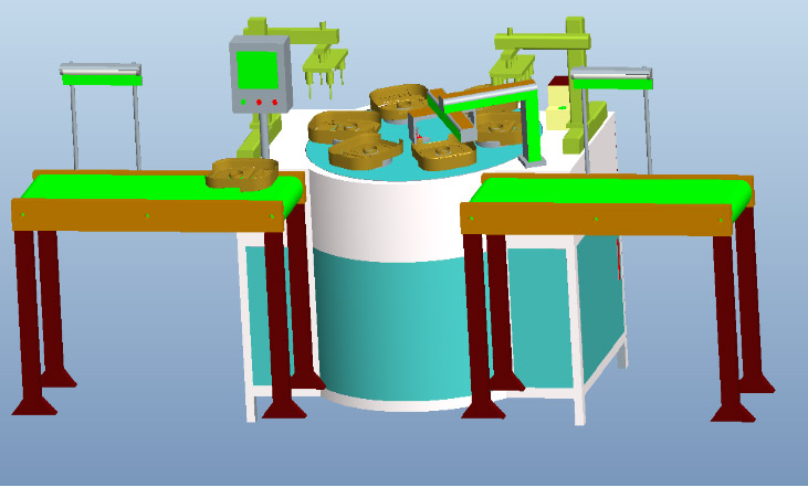 电饭煲打螺丝机解决方案整机3D示意图
