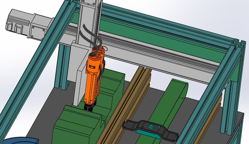 风扇吊架装配自动化线方案三轴双工位自动锁螺丝机